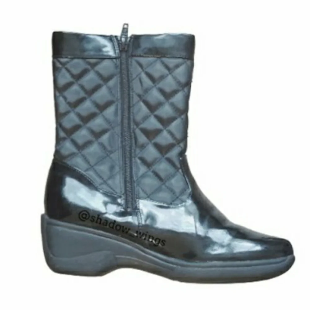 White Mountain Aquarius Quilted Satin Boots / Size 7M Black Winter Boots